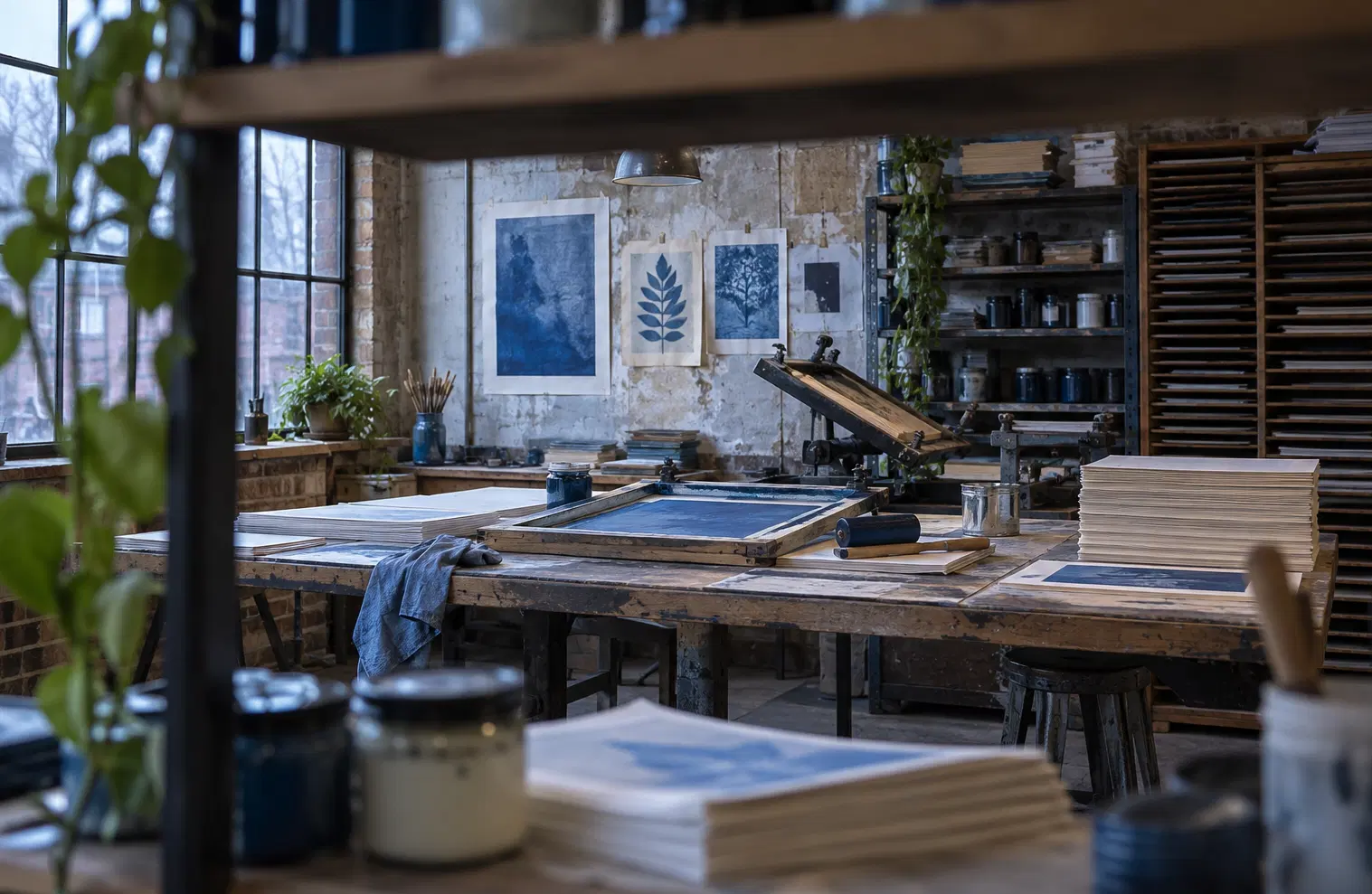 Illustration of print businesses and their working space